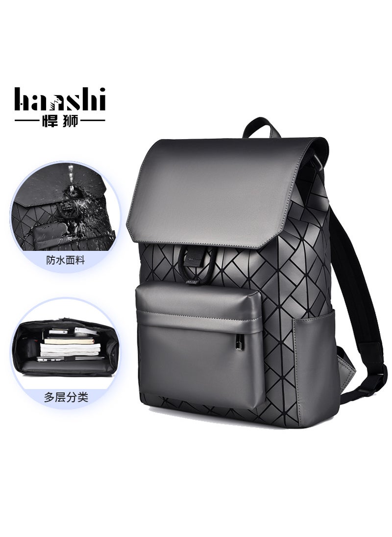 Geometric Mens Fashion Backpack Large Capacity 1612 gray style