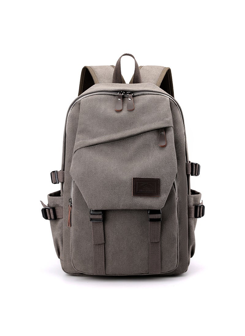 Canvas Backpack Large Capacity 15.6-inch Laptop Bag for Men Grey