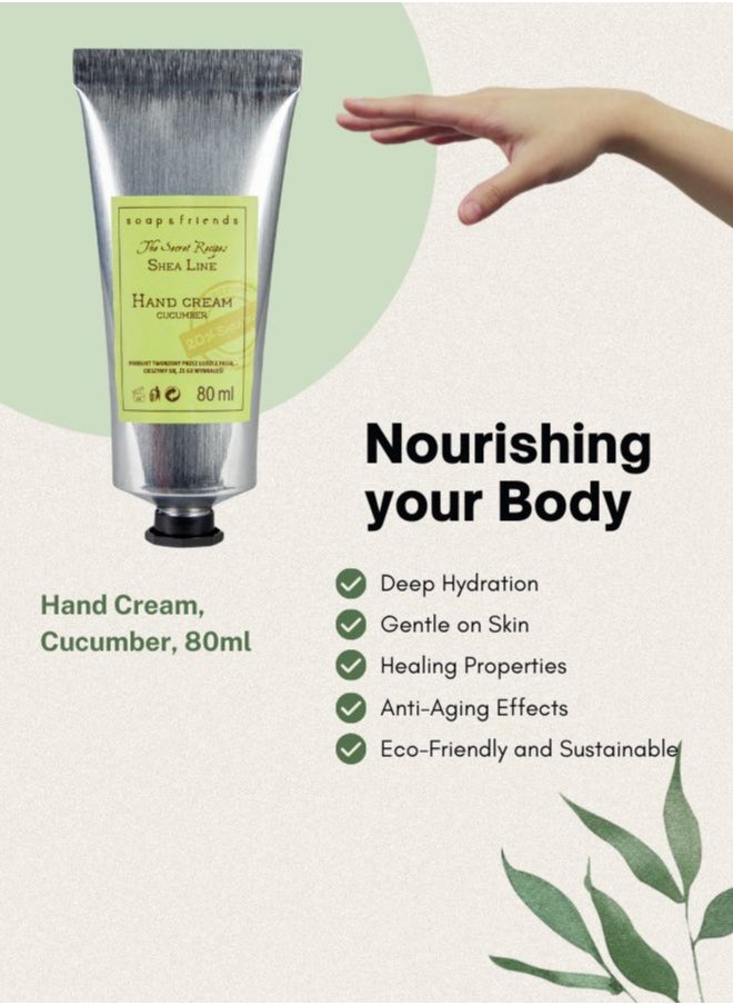 Soap&Friends Hydrating Hand Cream 80ml – 20% Organic Shea Butter with Soothing Cucumber – Natural, Cruelty-Free Hand Moisturizer
