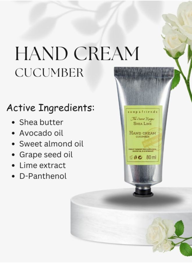 Soap&Friends Hydrating Hand Cream 80ml – 20% Organic Shea Butter with Soothing Cucumber – Natural, Cruelty-Free Hand Moisturizer