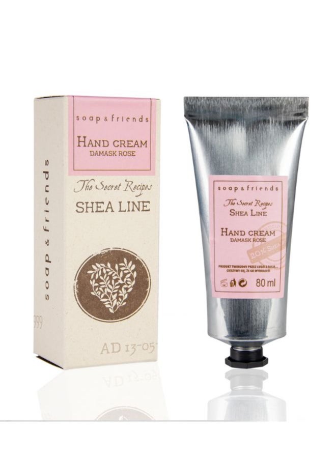 Soap&Friends Damask Rose Hand Cream 80ml – Luxurious Award-Winning Hand Moisturizer with 20% Organic Shea Butter