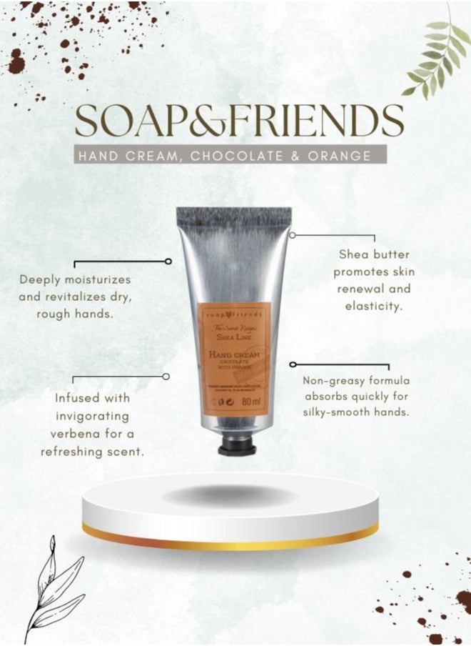Soap&Friends Chocolate Hand Cream 80ml – Indulgent Moisturizer with 20% Organic Shea Butter – Natural, Cruelty-Free Hand Cream for Dry Skin, Deep Hydration & Nourishing Care