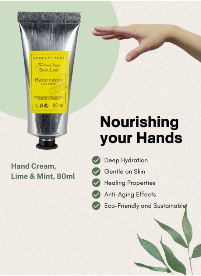 Soap&Friends Lime & Mint Hand Cream 80ml – Refreshing Moisturizer with 20% Organic Shea Butter – Natural, Cruelty-Free Hand Cream for Hydration