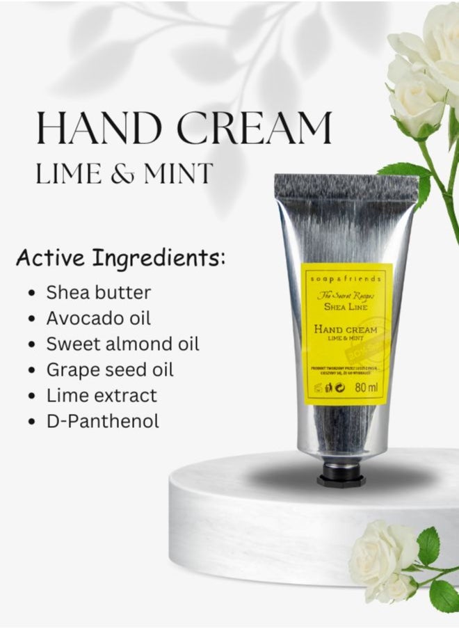 Soap&Friends Lime & Mint Hand Cream 80ml – Refreshing Moisturizer with 20% Organic Shea Butter – Natural, Cruelty-Free Hand Cream for Hydration