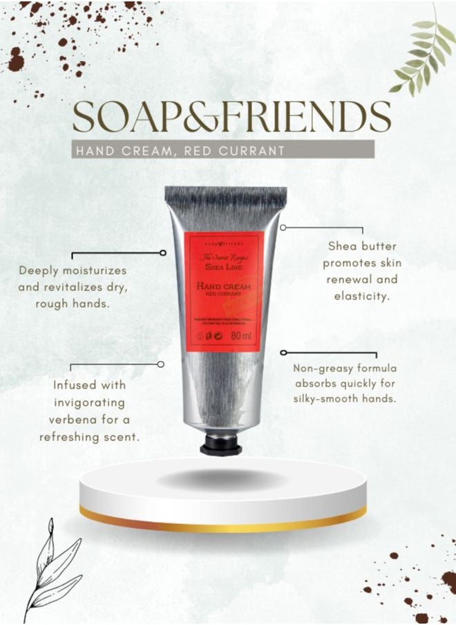 Soap&Friends Red Currant Hand Cream 80ml – Revitalizing Moisturizer with 20% Organic Shea Butter – Natural, Cruelty-Free Hand Cream
