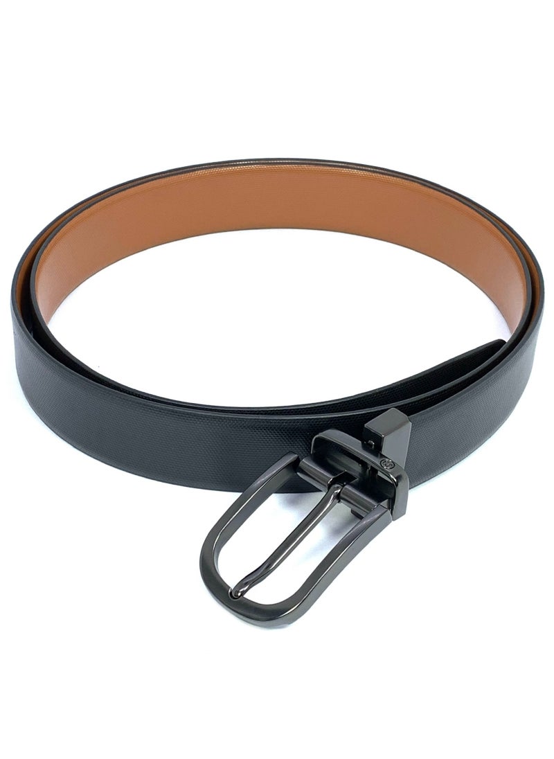 Classic Milano Genuine Leather Reversible Belt for Men | Black & Brown or Tan Formal Belt for Business or Office Wear | Men's Leather Belt