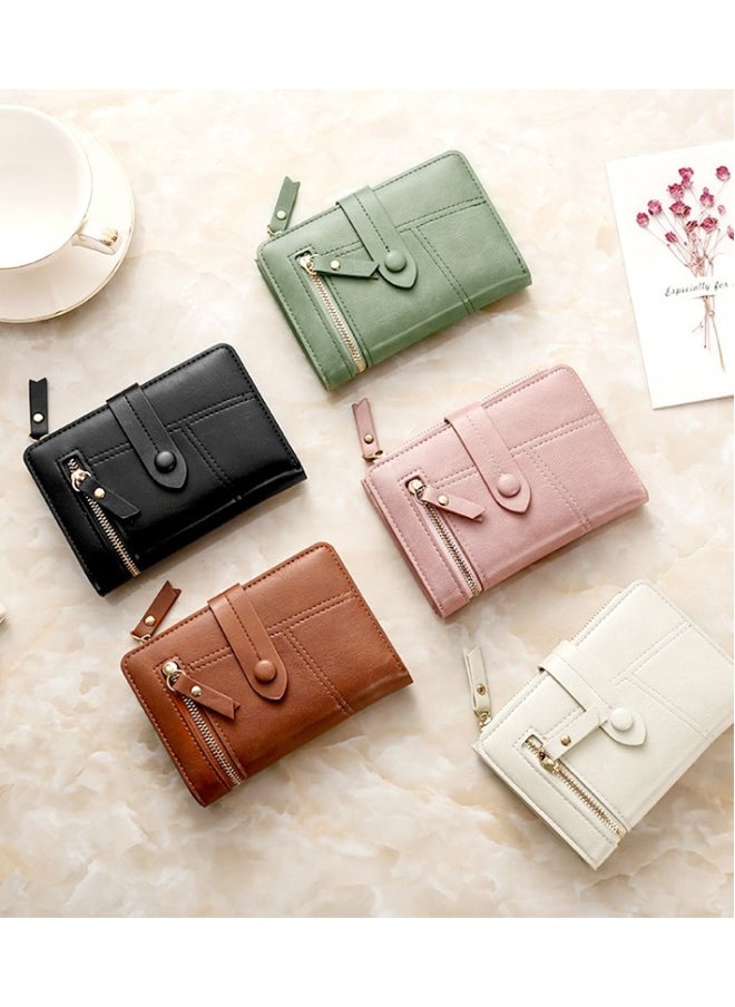 Pu Leather Short Zipper Three Fold Wallet