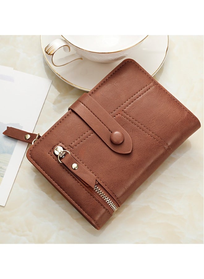 Pu Leather Short Zipper Three Fold Wallet