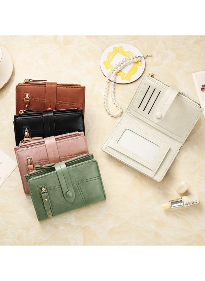 Pu Leather Short Zipper Three Fold Wallet