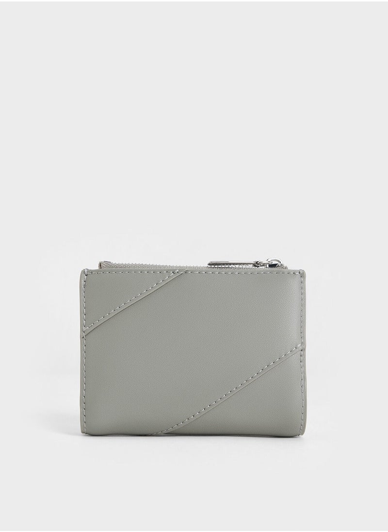 CHARLES & KEITH Trin Stitch-Trim Wallet - Grey