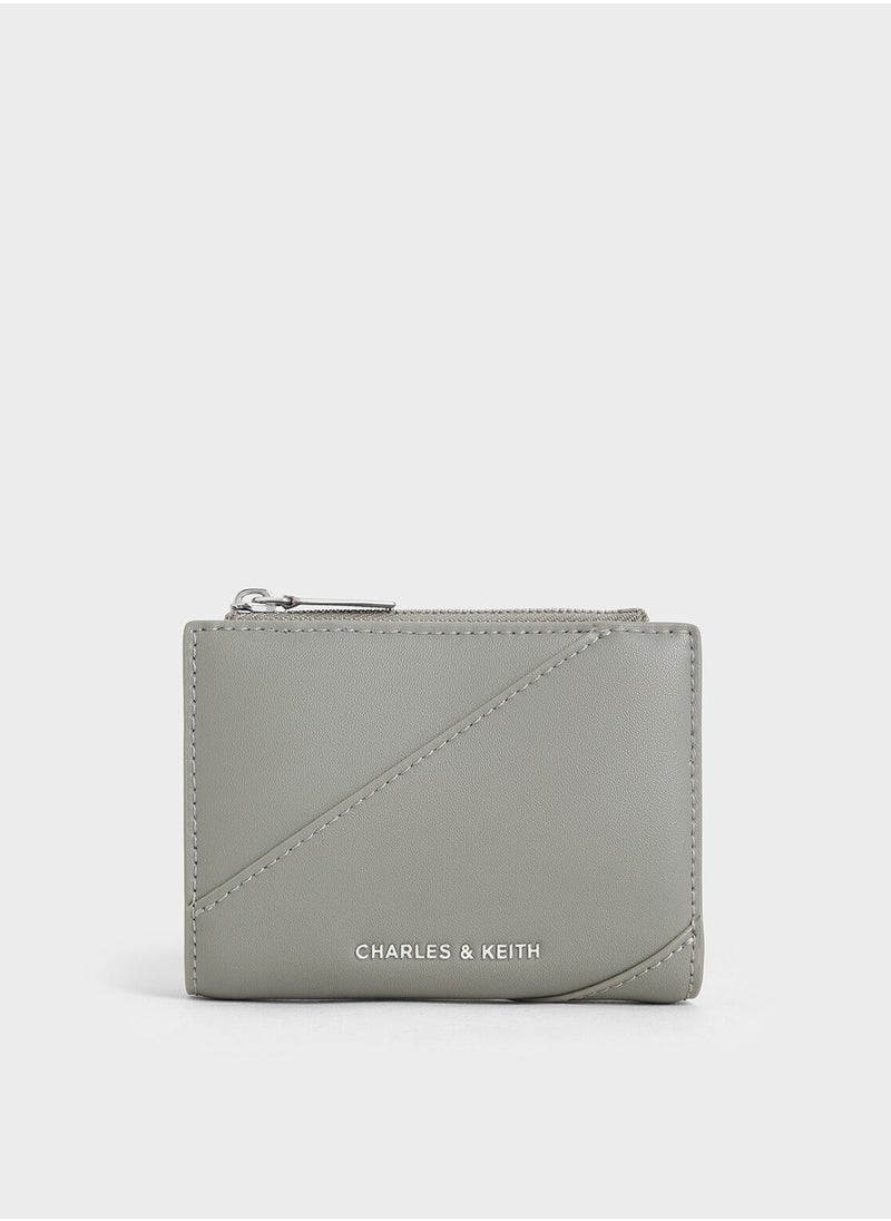 CHARLES & KEITH Trin Stitch-Trim Wallet - Grey