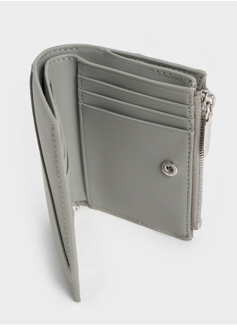 CHARLES & KEITH Trin Stitch-Trim Wallet - Grey