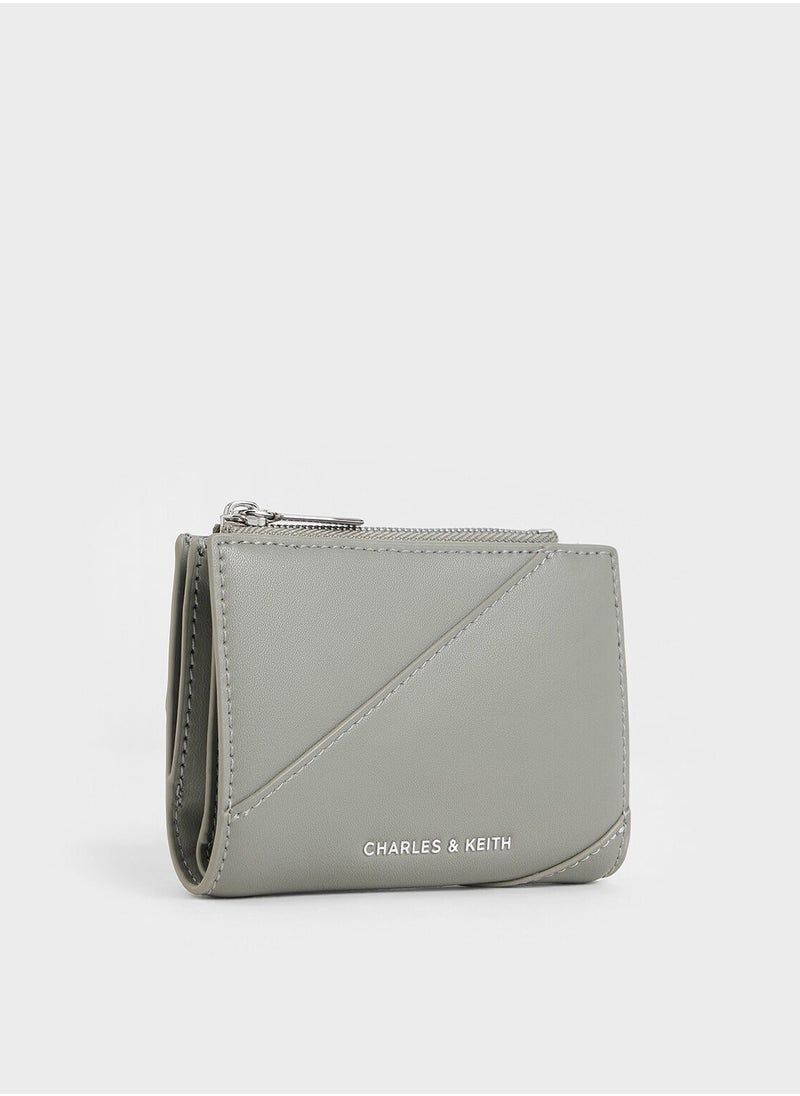 CHARLES & KEITH Trin Stitch-Trim Wallet - Grey