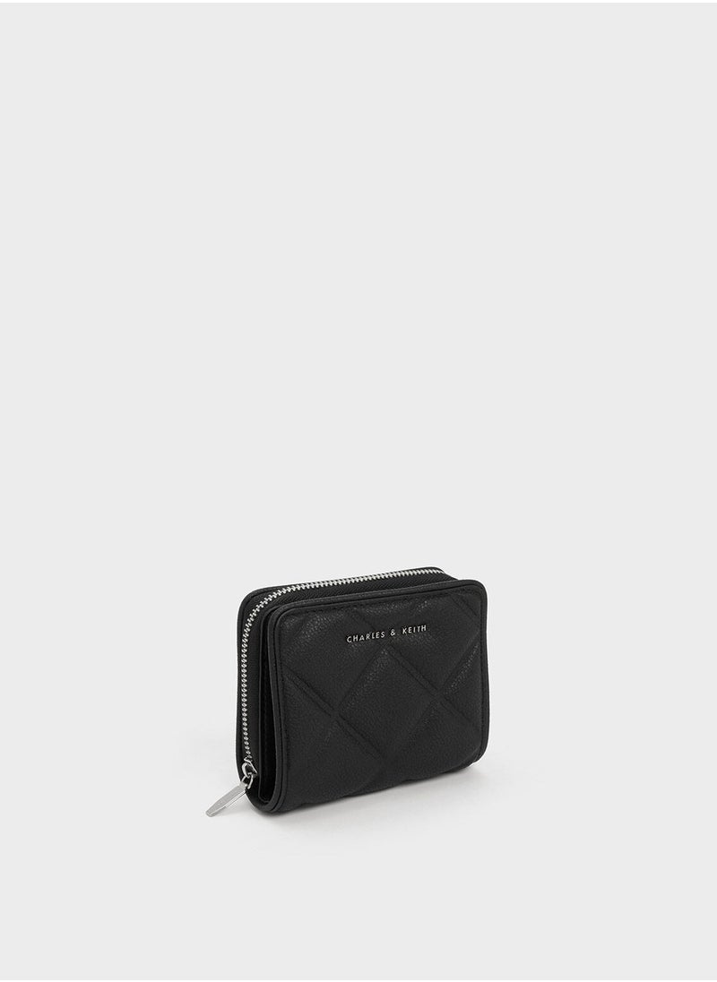 CHARLES & KEITH Anwen Quilted Zip-Around Wallet - Black