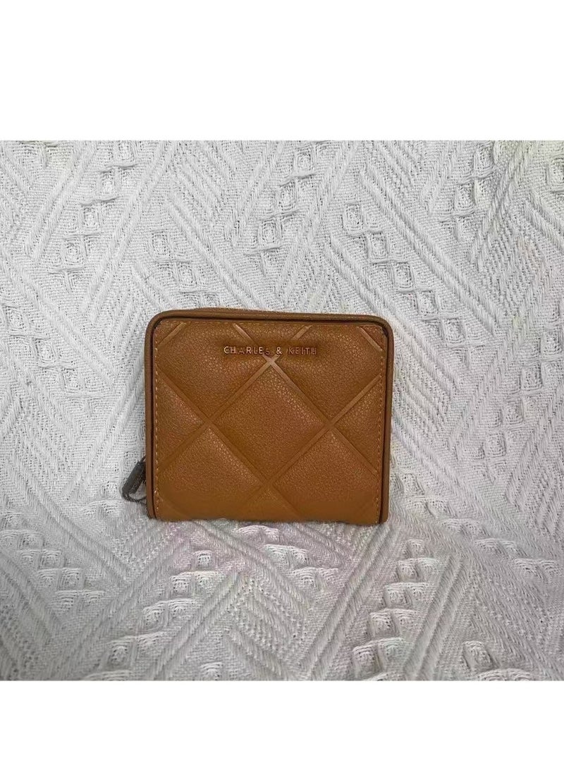 CHARLES & KEITH Anwen Quilted Zip-Around Wallet - Brown