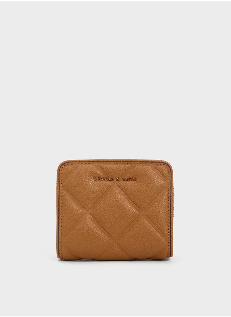 CHARLES & KEITH Anwen Quilted Zip-Around Wallet - Brown