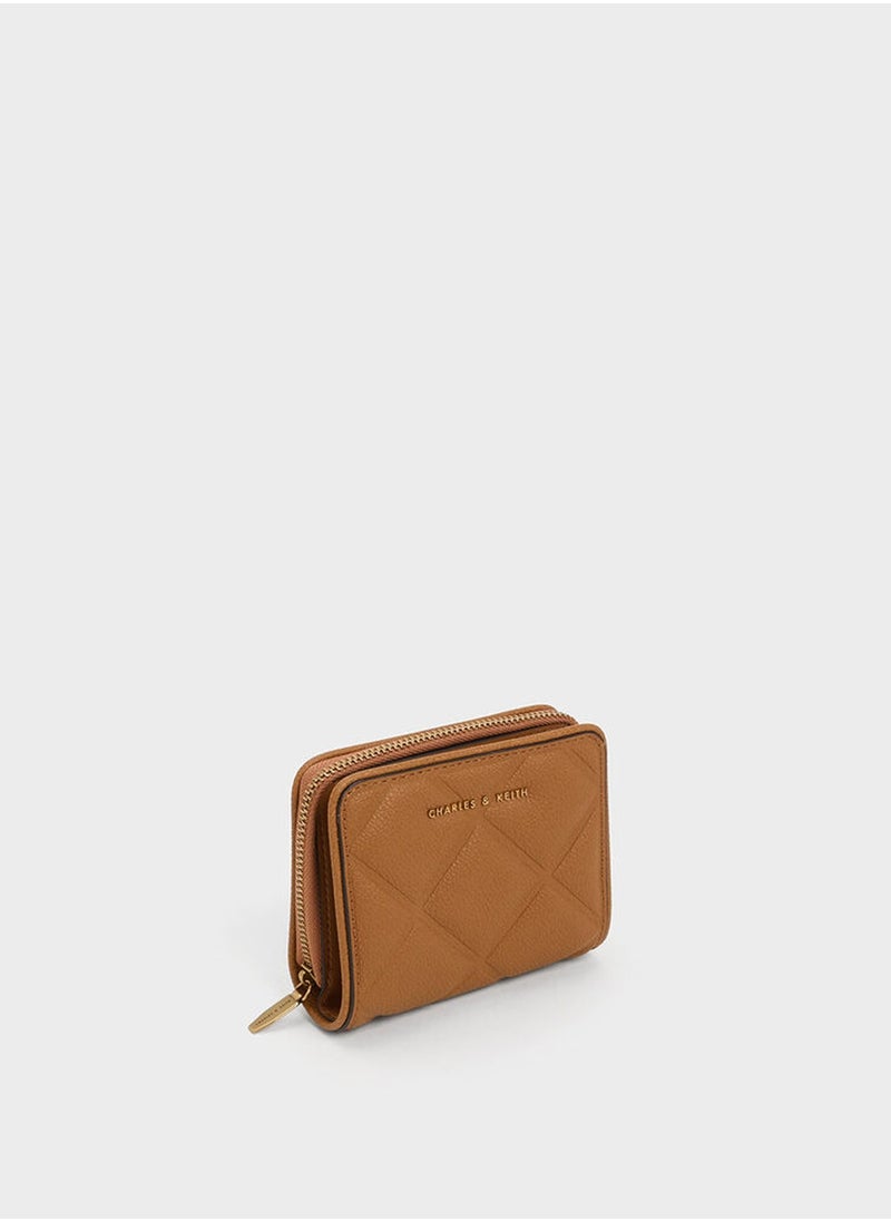 CHARLES & KEITH Anwen Quilted Zip-Around Wallet - Brown