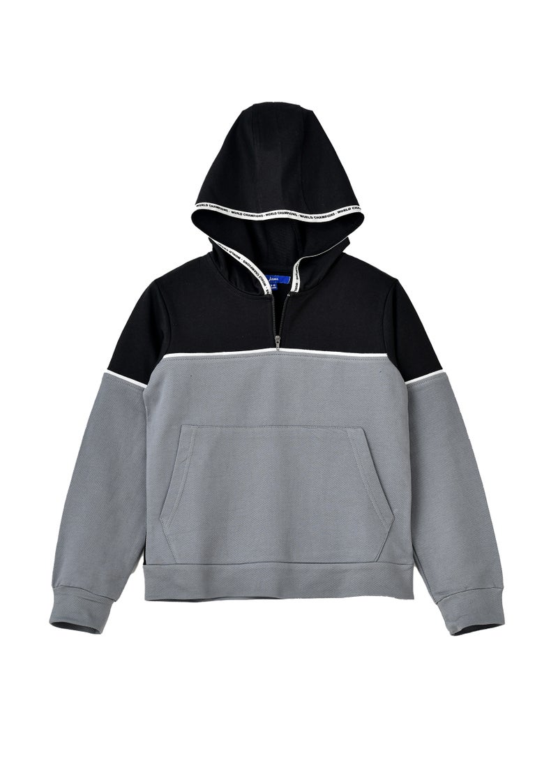 Boys Colorblock Half-Zip Hooded Sweatshirt