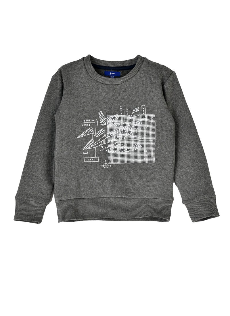 Boys Graphic Print Crew Neck Sweatshirt