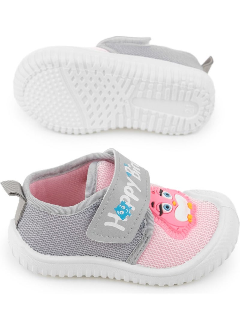 Summer Linen Baby Girl Happy Birds Velcro Adjustable Shoes