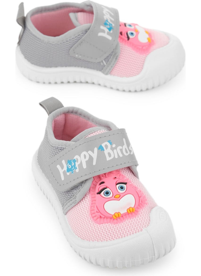 Summer Linen Baby Girl Happy Birds Velcro Adjustable Shoes