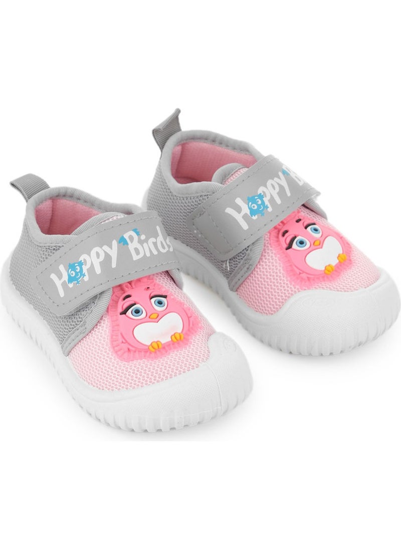 Summer Linen Baby Girl Happy Birds Velcro Adjustable Shoes