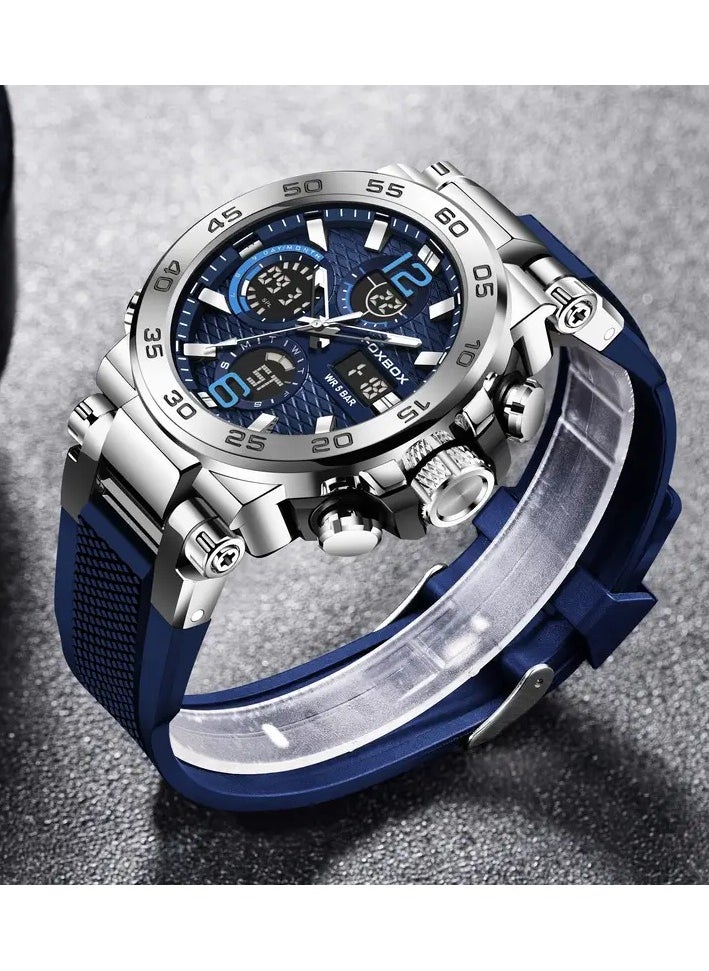 Men's Sports Watch, Waterproof Dual Display Digital Quartz Watch, Alarm Clock Chronograph Multifunction Luminous Watch, Ideal choice for Gifts