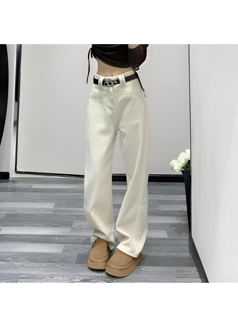 2024 Korean High-Waist Slimming Denim White [without belt]