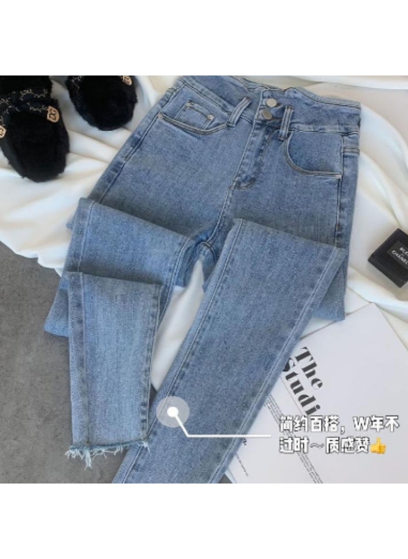 2024 Korean High-Waist Slimming Denim Blue【832]