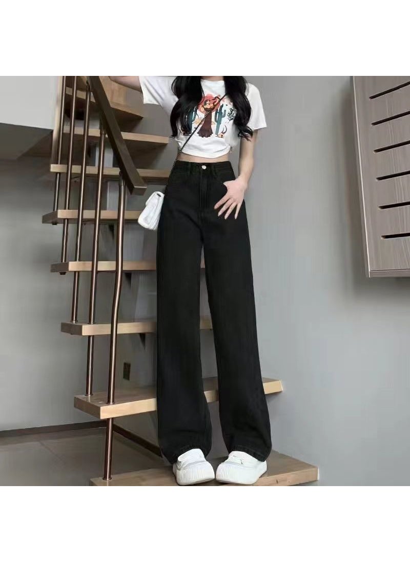 Petite 2024 White High Waist Slim Straight-Leg Jeans Black basic model