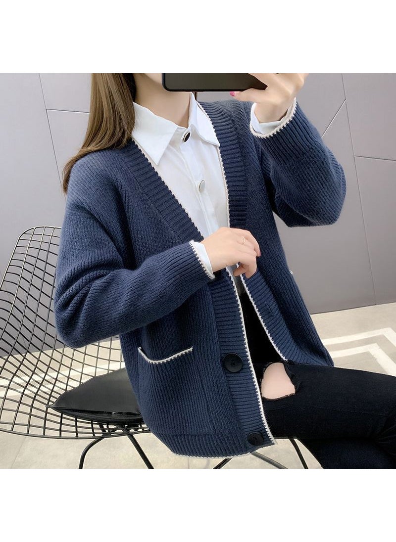 2024 Spring Autumn Knit Cardigan Shawl Chic Womens Jacket Pink