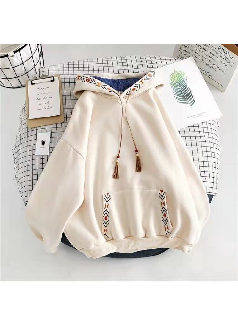 Cotton White Hooded Sweatshirt Women Oversized Thick Autumn Winter Blue [regular]]