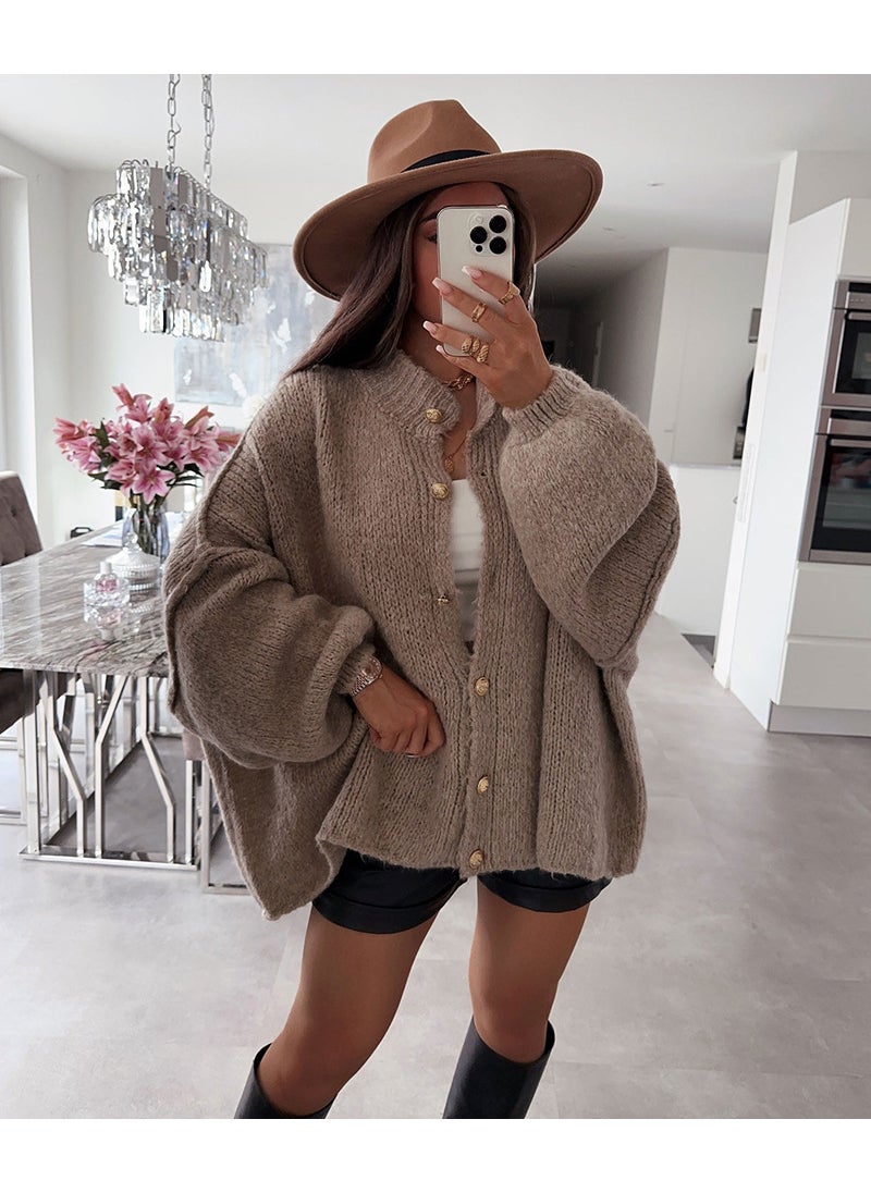 Fashion Solid Color Batwing Cardigan Sweater Green