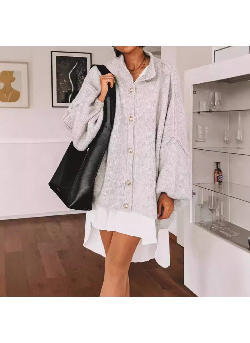 Fashion Solid Color Batwing Cardigan Sweater Black