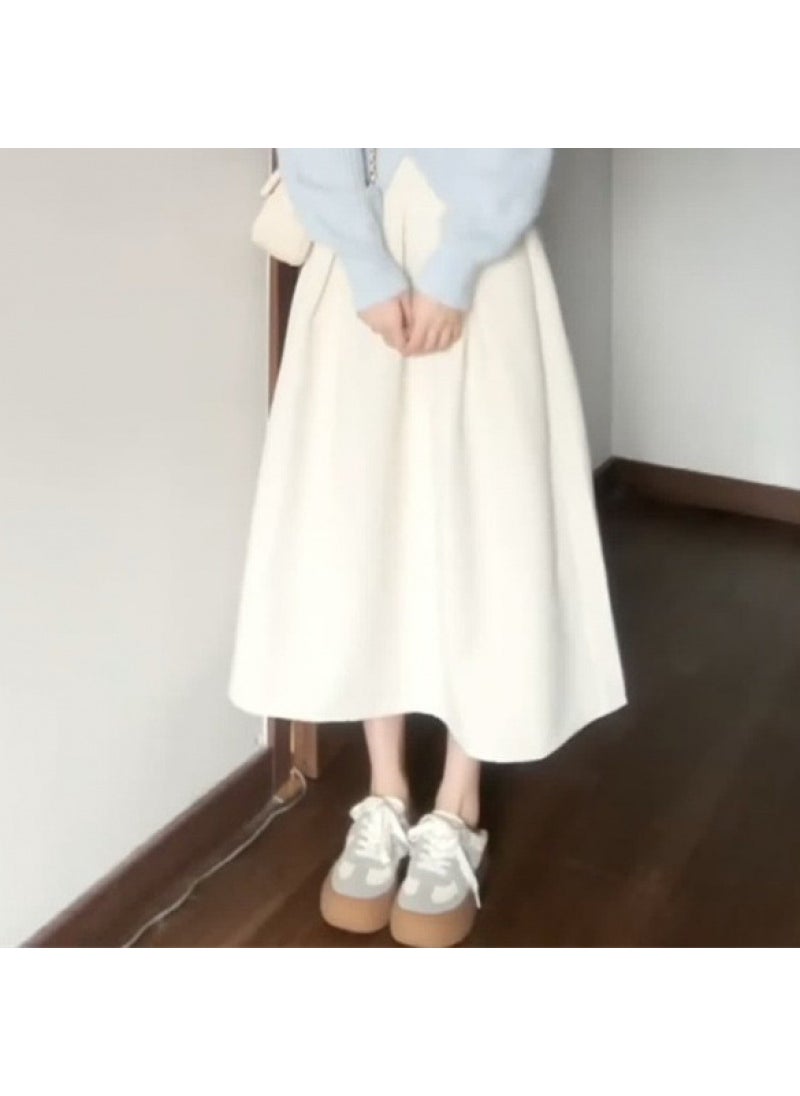 Petite Knit Cardigan Sweater  Pleated Skirt Set White skirt [single piece]