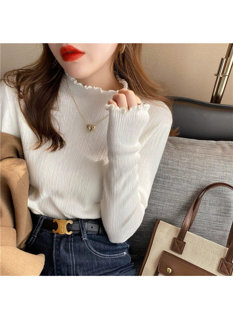 High Neck Slim Fit Ladies Knit Sweater Autumn 2024 White