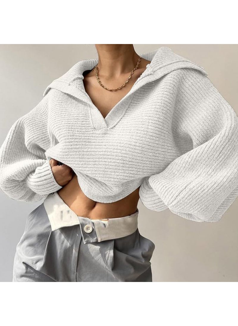 2024 Trendy Knit Sweater Pullover for Women White