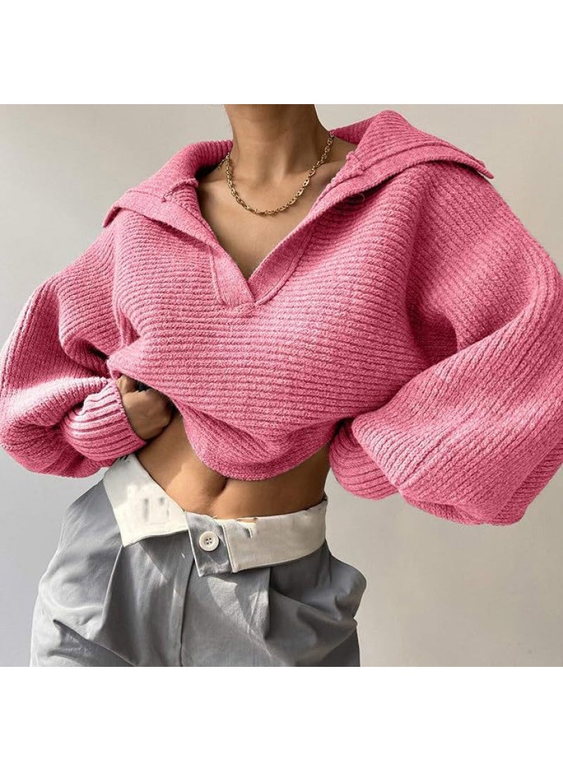 2024 Trendy Knit Sweater Pullover for Women Pink