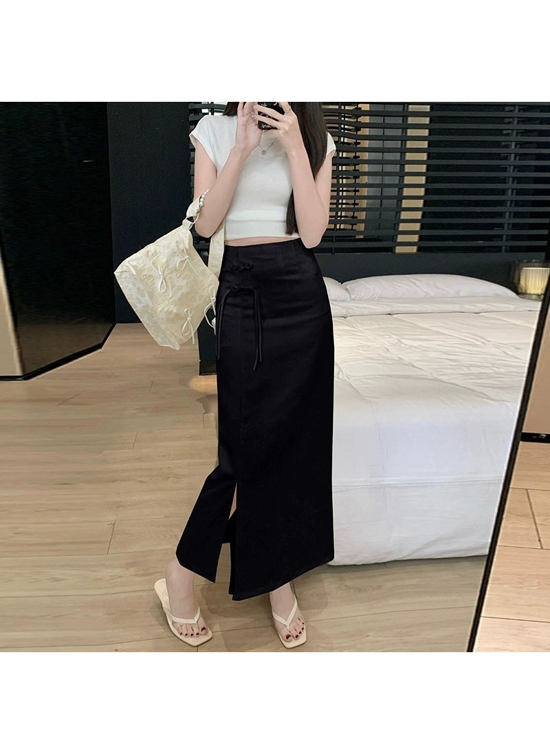 2024 Chinese Style Qipao Skirt Women Black