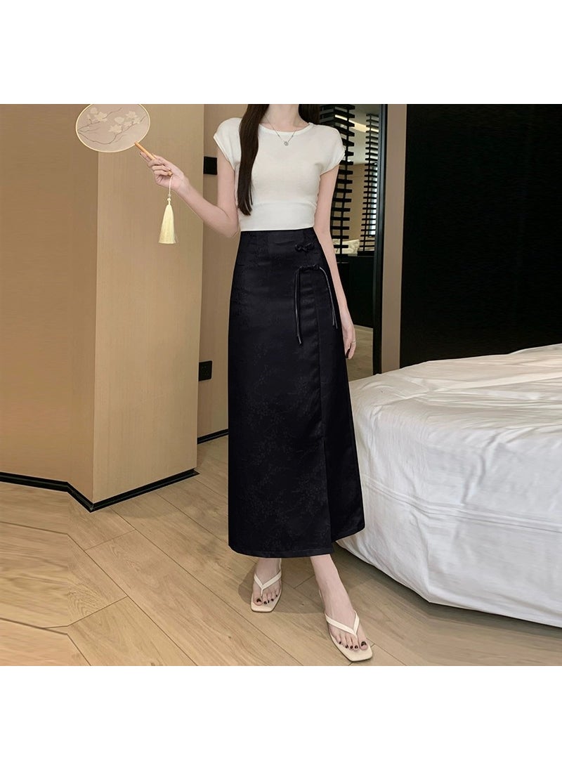 2024 Chinese Style Qipao Skirt Women Black