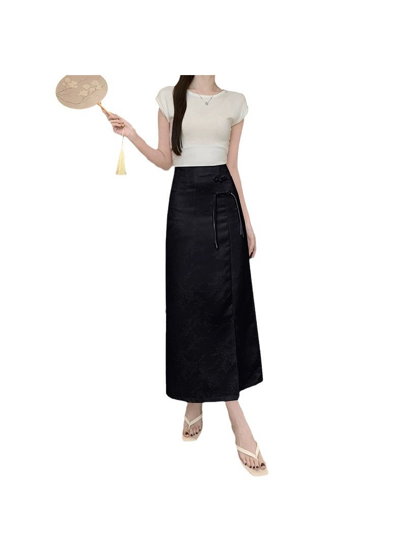 2024 Chinese Style Qipao Skirt Women Black