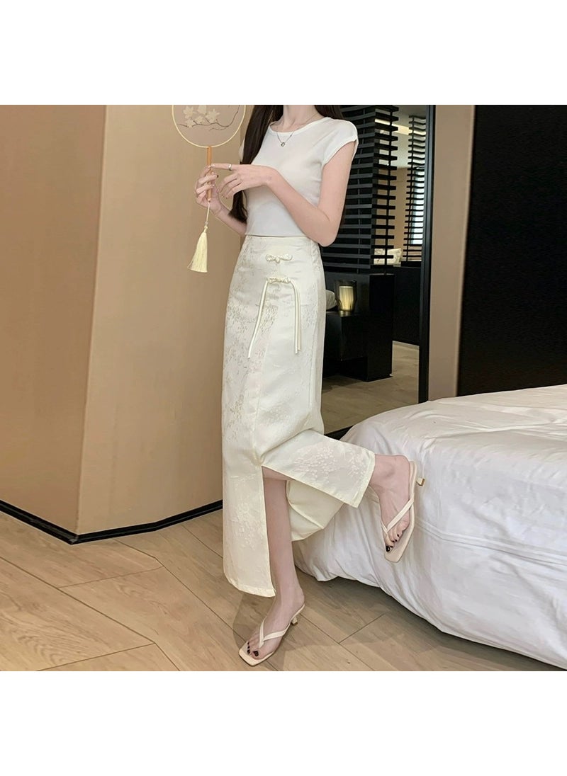 2024 Chinese Style Qipao Skirt Women Black