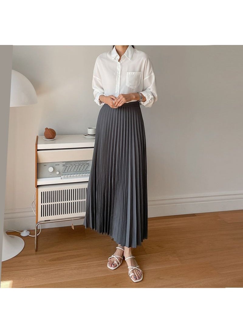 New Pleated Midi Skirt Summer A-Line Lightweight White Elegant Spring Fall Caramel