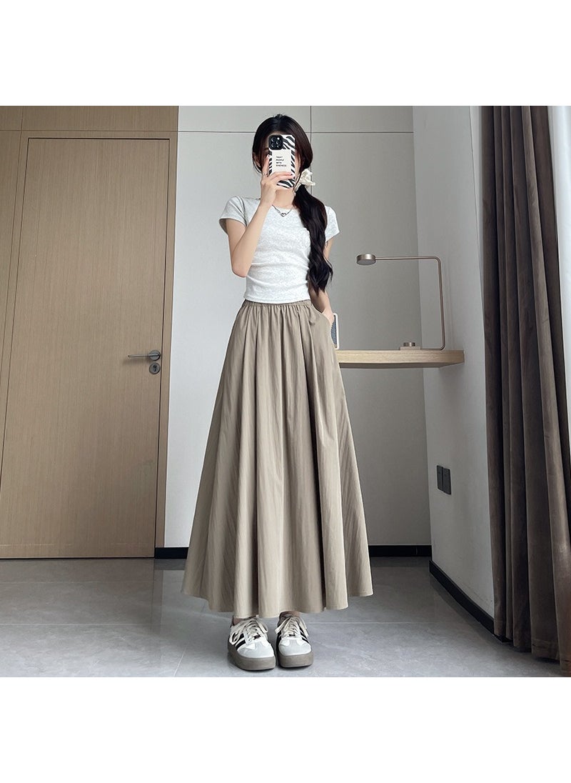 2024 Summer Lazy Long Skirt High Waist pickle green