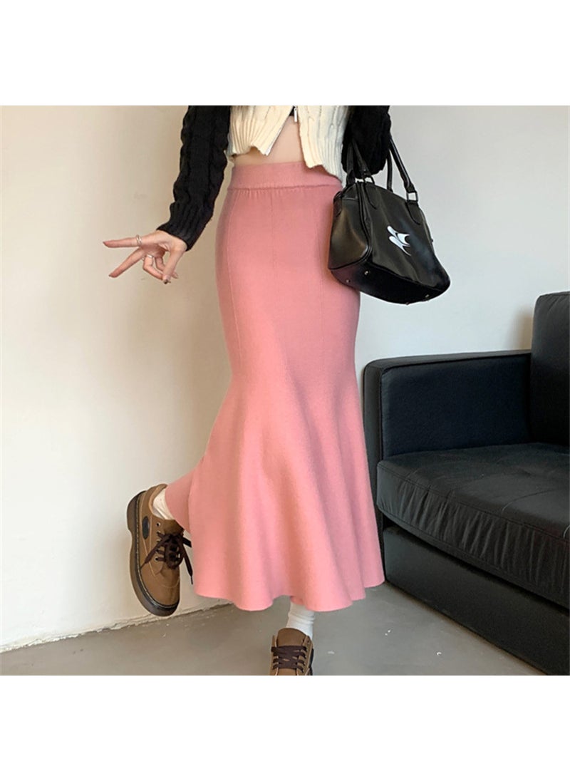2024 Autumn High Waist Knit Skirt Slimming Mermaid Black