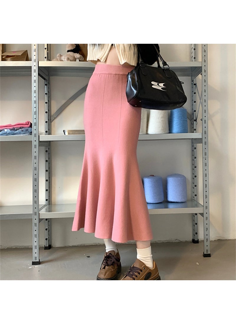 2024 Autumn High Waist Knit Skirt Slimming Mermaid Black