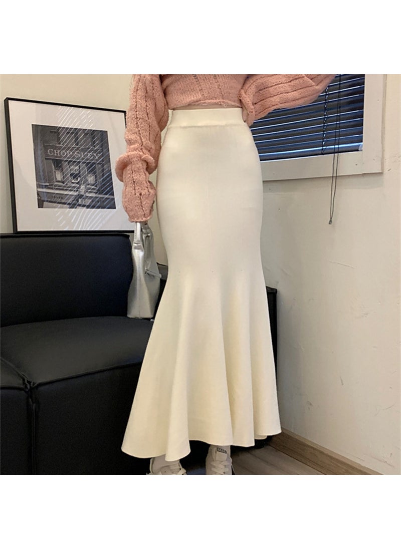 2024 Autumn High Waist Knit Skirt Slimming Mermaid Black