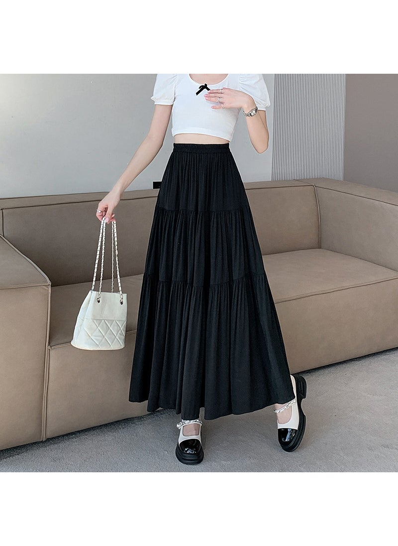 Summer A-Line White Cake Skirt Black