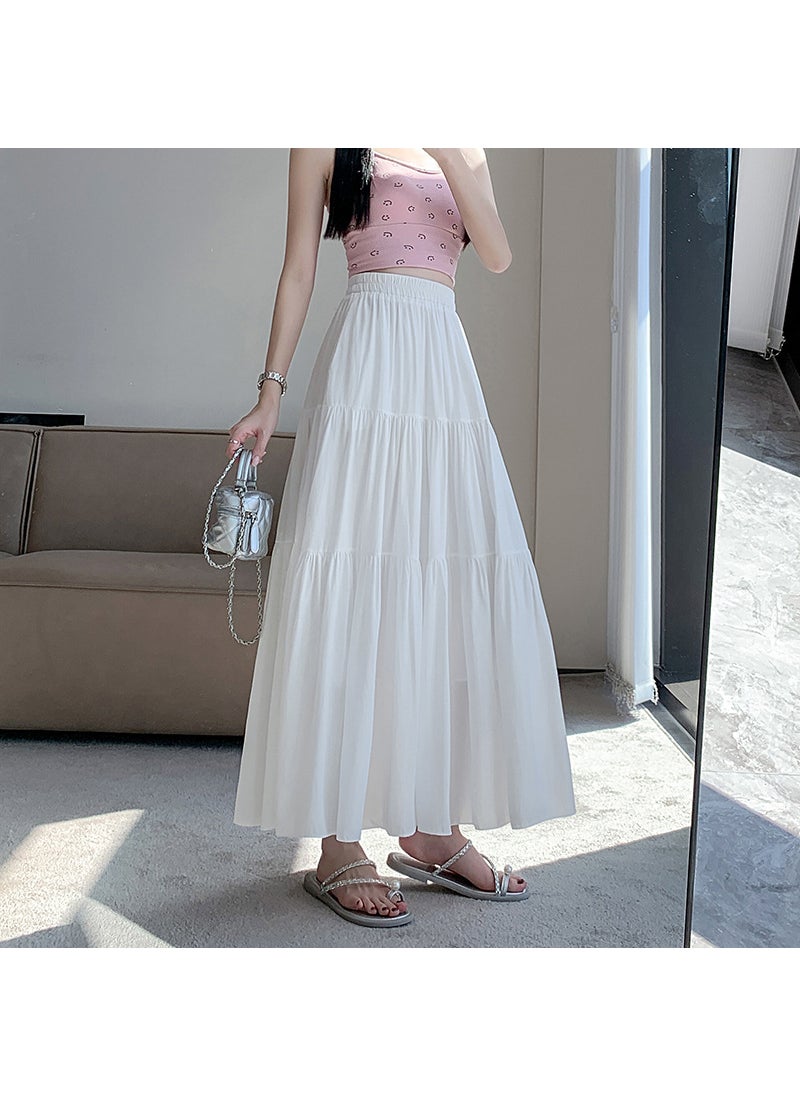 Summer A-Line White Cake Skirt White