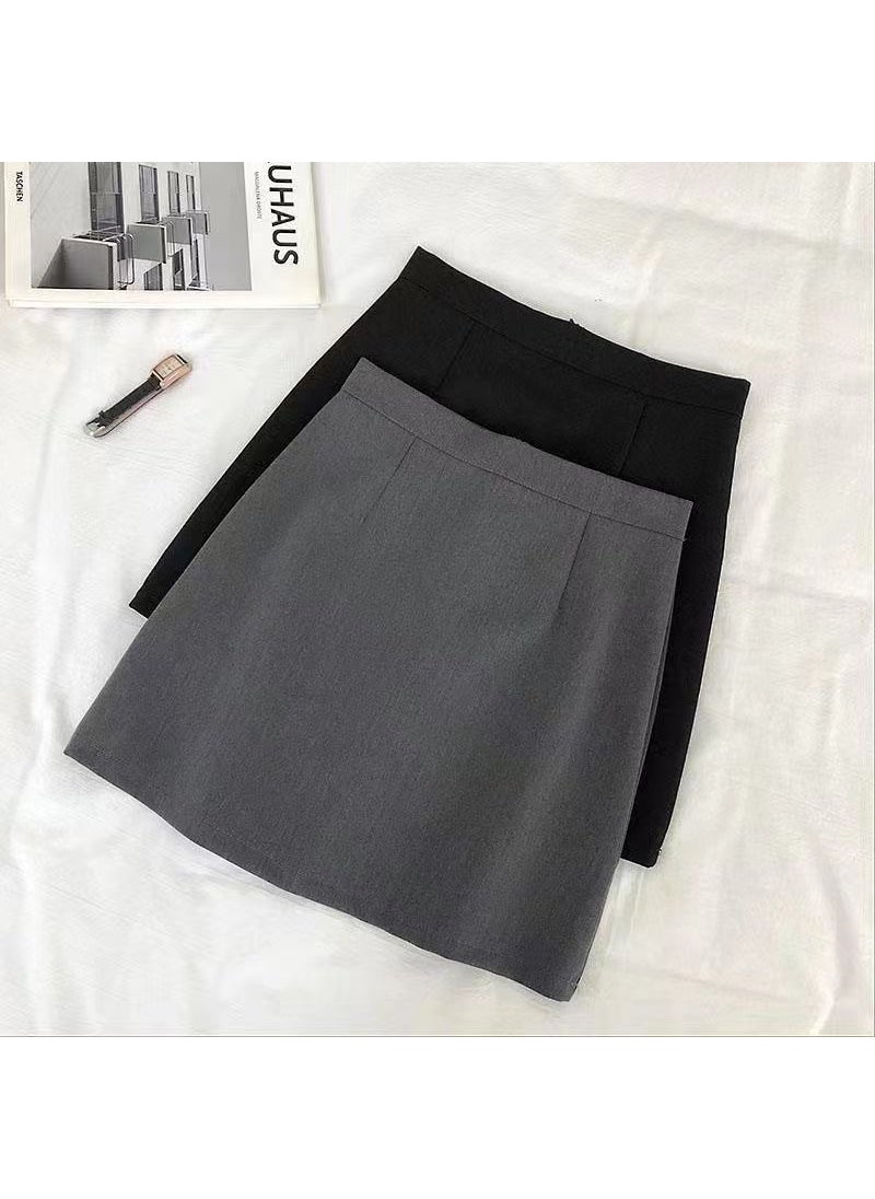 High Waist A-Line Skirt Summer Slimming Plus Size Black